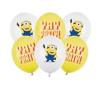 Lot de 6 ballons Minions 30 cm - Ballons pour hélium ou air - Ballons en latex Décoration de fête avec Mel & Yay Party ! Motif pour anniversaire d'enfant - Décoration d'anniversaire - Blanc jaune