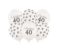 Lot de 6 ballons pour fête d'anniversaire 40 ans - Ballons dorés en forme de chiffre 40 avec nœud - Décorations « Happy 40th Birthday »