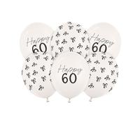 Lot de 6 ballons pour fête d'anniversaire 60 ans | Ballons dorés en forme de chiffre 60 avec nœud | Décorations « Happy 60th Birthday »