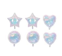 Lot de 6 ballons ronds de 48,3 cm en forme d'étoile irisée en forme de cœur pour anniversaire, mariage, fête prénatale, bal de fin d'année, décoration d'anniversaire de mariage