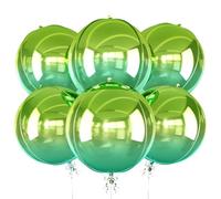 Lot de 6 ballons ronds en aluminium Mylar pour anniversaire, remise de diplôme, mariage, Halloween, discothèque, bal de fin d'année, décoration de fête tropicale - Vert dégradé - 56 cm