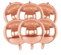 Lot de 6 ballons ronds en mylar doré rose métallisé - 56 cm de large - pour anniversaire, remise de diplôme, bal, mariage, décoration de fête disco