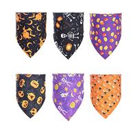 Lot de 6 bandanas réversibles d'Halloween pour chien, bavoirs triangulaires, écharpes, foulards, mouchoirs, nettoyage avant pour chien, costumes d'Halloween, grande fille
