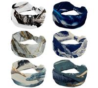 Lot de 6 bandeaux antidérapants pour femme avec mammifères marins avec baleines (1) Bandeaux pour entraînement, yoga, exercice, bandeau tendance