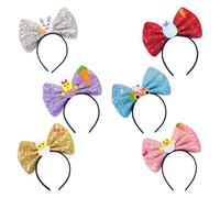 Lot de 6 bandeaux de Pâques avec nœud en forme d'œuf de poussin - Accessoires pour cheveux - Décoration de Pâques - Pour femmes et filles