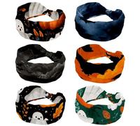 Lot de 6 bandeaux de sport fins et souples | Accessoires antidérapants pour la mode, le lavage du visage, l'entraînement, le yoga, un usage quotidien, chauves-souris d'Halloween (2)