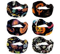 Lot de 6 bandeaux de sport fins et souples | Accessoires antidérapants pour la mode, le lavage du visage, l'entraînement, le yoga, un usage quotidien, Halloween citrouille