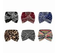 Lot de 6 bandeaux de yoga imprimés en forme de croix, style bohème, motif cachemire, antidérapants pour femmes (6 pièces-A)