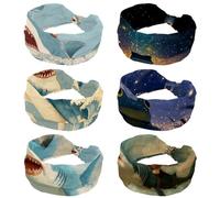 Lot de 6 bandeaux d'entraînement antidérapants pour femme, motif grenouille, ciel étoilé, bandeau de sport pour yoga, course, gym, fitness