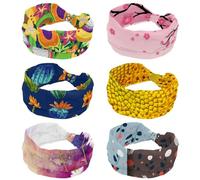 Lot de 6 bandeaux doux et extensibles à nouer avec fleurs de pêcher pour femmes et filles, pour entraînement, yoga, gym, course à pied