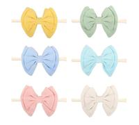 Lot de 6 bandeaux élastiques faits à la main pour enfants avec nœud