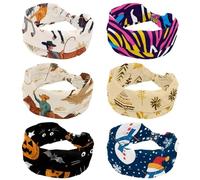 Lot de 6 bandeaux élastiques larges et respirants pour femme, motif zèbre, pour yoga, course à pied, sport, entraînement, voyage