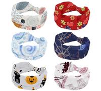 Lot de 6 bandeaux élastiques larges pour femme - Pour la Saint-Valentin, le baiser, l'amour, la fraise, les ballons, les ballons - Pour yoga, entraînement, sport, course à pied