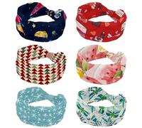 Lot de 6 bandeaux élastiques pour femme avec inscription « Happy Valentine's Day Love Card Cake » - Large turban - Doux - Antidérapant - Pour yoga, entraînement, sport, course à pied