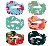 Lot de 6 bandeaux élastiques pour femme, motif lapin, carotte, bandeau pour yoga, entraînement, cheveux doux, turban tendance