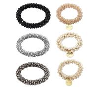 Lot De 6 Bandeaux En Cristal, Attaches À Cheveux En Fausses Perles, Bandeaux Élastiques Pour Queue De Cheval, Accessoires De Cheveux En Cristal De Mode