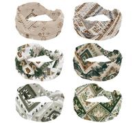 Lot de 6 bandeaux extensibles à motif ethnique abstrait pour femme, accessoires pour cheveux, large et doux pour yoga, entraînement, sport, course à pied, voyage