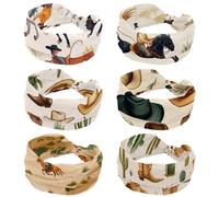 Lot de 6 bandeaux extensibles et larges pour femme, style cow-boys sauvages occidentaux, chevaux, tendance, antidérapants, pour l'entraînement et le sport