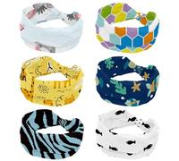 Lot de 6 bandeaux géométriques hexagonaux pour femme, jaune, bleu, blanc, orange, élastique, large, bandeau doux, antidérapant pour yoga, entraînement, sport, course à pied