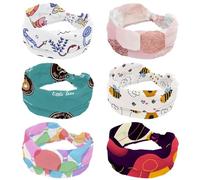 Lot de 6 bandeaux hexagonaux larges pour femme, turban doux, antidérapant, élastique pour la sueur, le yoga, l'entraînement, le yoga