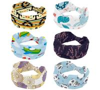 Lot de 6 bandeaux larges et antidérapants pour femme, motif sirène, pieuvre, hippocampe, tortue, pour yoga, fitness, voyage, gym, accessoires pour cheveux