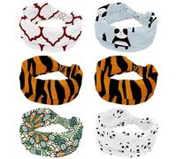 Lot de 6 bandeaux larges et doux pour femmes et filles, panda mignon trésor national, extensibles, noués, bandeau tendance pour entraînement, yoga, gym, course à pied