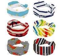 Lot de 6 bandeaux larges pour femme - Avec cordes d'ancrage - Rayures - Bleu marine - Doux - Antidérapants - Élastique - Pour la sueur, le yoga, l'entraînement, le yoga