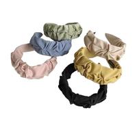 Lot de 6 bandeaux larges pour femme - Bandeau doux - Plissé - Bandeau uni - Antidérapant - Mignon accessoire de cheveux pour filles - Yoga Sport - Couleurs mélangées