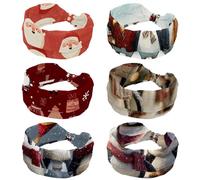 Lot de 6 bandeaux larges pour femme - Doux - Pour le sport, le yoga, la course à pied, les pingouins de Noël (1)