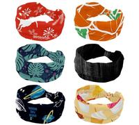 Lot de 6 bandeaux larges pour femme, motif carotte orange, carotte, turban doux, antidérapant, élastique, sueur, yoga, entraînement, bandeau croisé noué