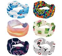Lot de 6 bandeaux larges pour femme - Motif kaléidoscope coloré - Turban antidérapant - Élastiques - Pour yoga, sueur, sport, entraînement