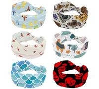 Lot de 6 bandeaux larges pour femme - Motif notes de musique - Antidérapants - Élastiques - Pour la sueur, le yoga, l'entraînement, le yoga