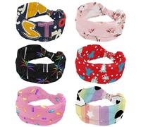 Lot de 6 bandeaux larges pour femme - Turban doux - Imprimé tête d'éléphant - Antidérapants - Élastique - Pour la sueur, le yoga, l'entraînement, le yoga