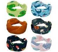 Lot de 6 bandeaux larges pour femme - Turban doux - Motif baleine - Antidérapants - Élastique - Pour la sueur, le yoga, l'entraînement, le yoga