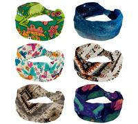 Lot de 6 bandeaux larges pour femme, turban mystérieux et tranquille, ciel étoilé, antidérapant, élastique pour la sueur, le yoga, l'entraînement, le yoga
