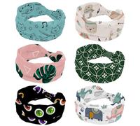 Lot de 6 bandeaux larges pour femmes et filles, motif lapin indien amusant, nœud croisé, bandeau antidérapant pour yoga, entraînement, course à pied