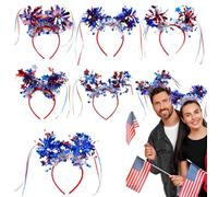 Lot de 6 bandeaux patriotiques rouges blancs et bleus - Décorations de faveurs, bandeaux patriotiques au design classique pour le jour du travail, fête d'anniversaire, décoration de mariage