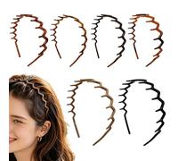 Lot de 6 bandeaux pour cheveux bouclés antidérapants à dents Slick Back | Bandeaux pour cheveux lisses et bouclés, anti-frisottis, entraînement, maquillage, soins de la peau, lavage V