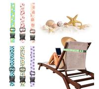 Lot de 6 bandes de serviette pour chaises de plage, clips de serviette de croisière, bande fixe réglable, pinces à serviette pour chaises de piscine, chaises de plage, sangles de serviette élastiques
