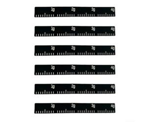Lot de 6 bandes d'équilibre en silicone pour raquette de tennis avec échelle pour optimisation du cadre de raquette Noir 4 g par pièce Longueur réglable