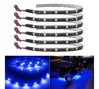 Lot de 6 bandes lumineuses LED étanches de 30 cm pour intérieur de voiture, moto, chariot de golf, extérieur bleu 12 V 5050 12SMD