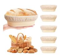 Lot de 6 Banneton pour Pain Ovale avec doublure de tissu, petits paniers banneton de 15,2 cm, accessoires pour la cuisson du pain, paniers de fermentation en rotin pour la préparation de la