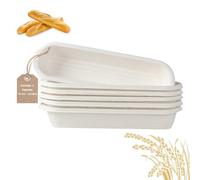 Lot de 6 Bannetons pour Baguettes 42 cm en Pulpe avec 6 Chemises en Lin - Panier de Fermentation à Pain au Levain pour Boulangerie Maison