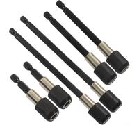 Lot de 6 barres d'extension hexagonales à dégagement rapide 6,35 mm pour perceuse en acier CR-V pour outils électriques, extensions carrées de 60 à 150 mm