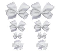 Lot de 6 barrettes à cheveux en nœud et 2 élastiques à nœud, accessoires de cheveux, pinces à cheveux pour filles, pinces à cheveux en tissu satiné, accessoires de cheveux pour enfants (blanc)