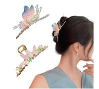 Lot de 6 barrettes à cheveux papillon en forme de queue de poisson - Pince à cheveux de blé - Tulipe - Clip derrière la tête - Grandes fleurs (combinaison 5)