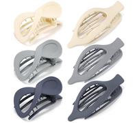 Lot de 6 barrettes à cheveux plates style French Concord pour cheveux épais et fins, grises, mates, grandes barrettes, accessoires pour femmes