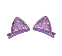 Lot de 6 barrettes à cheveux pour femme - Oreilles de chat - Paillettes - Pinces à cheveux - Pince à cheveux - Pince à cheveux antidérapante - Pour mariage, fête, anniversaire - Violet A