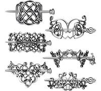 Lot de 6 barrettes à cheveux vintage celtiques argentées avec nœud celtique - Barrette à cheveux créative en métal - Accessoires pour cheveux pour femmes et filles