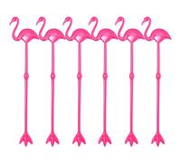 Lot de 6 bâtonnets à cocktail réutilisables en forme de flamant rose cactus pour jus, lait, café (D)